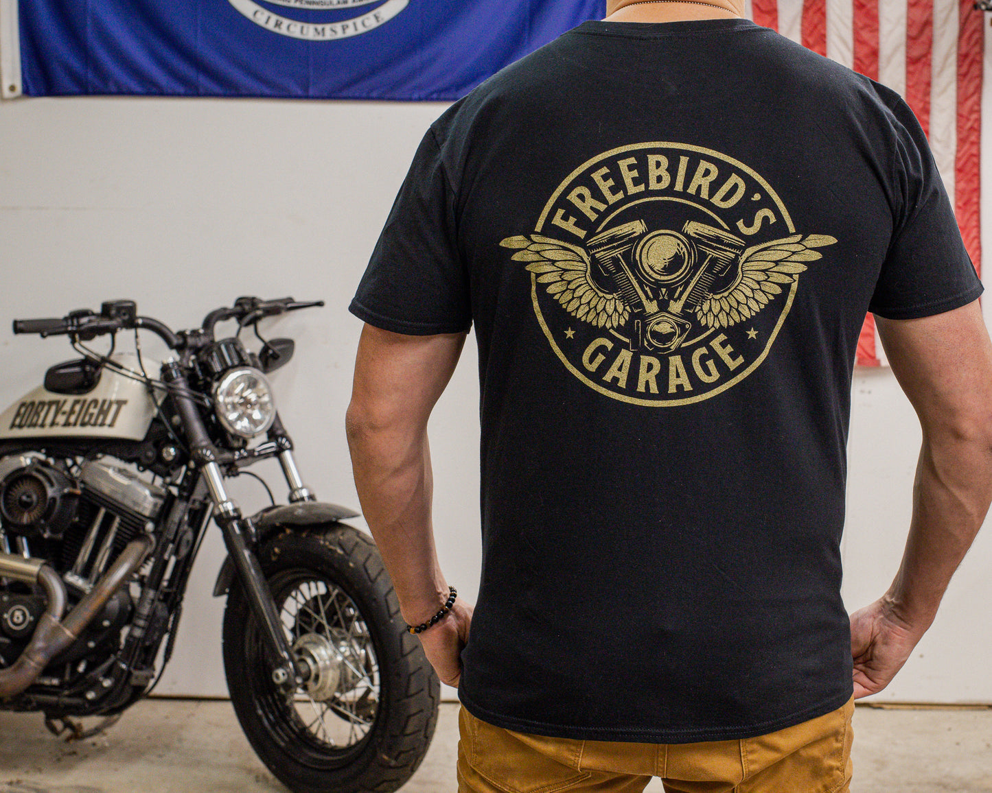 Freebird's Garage Gold Logo Tee