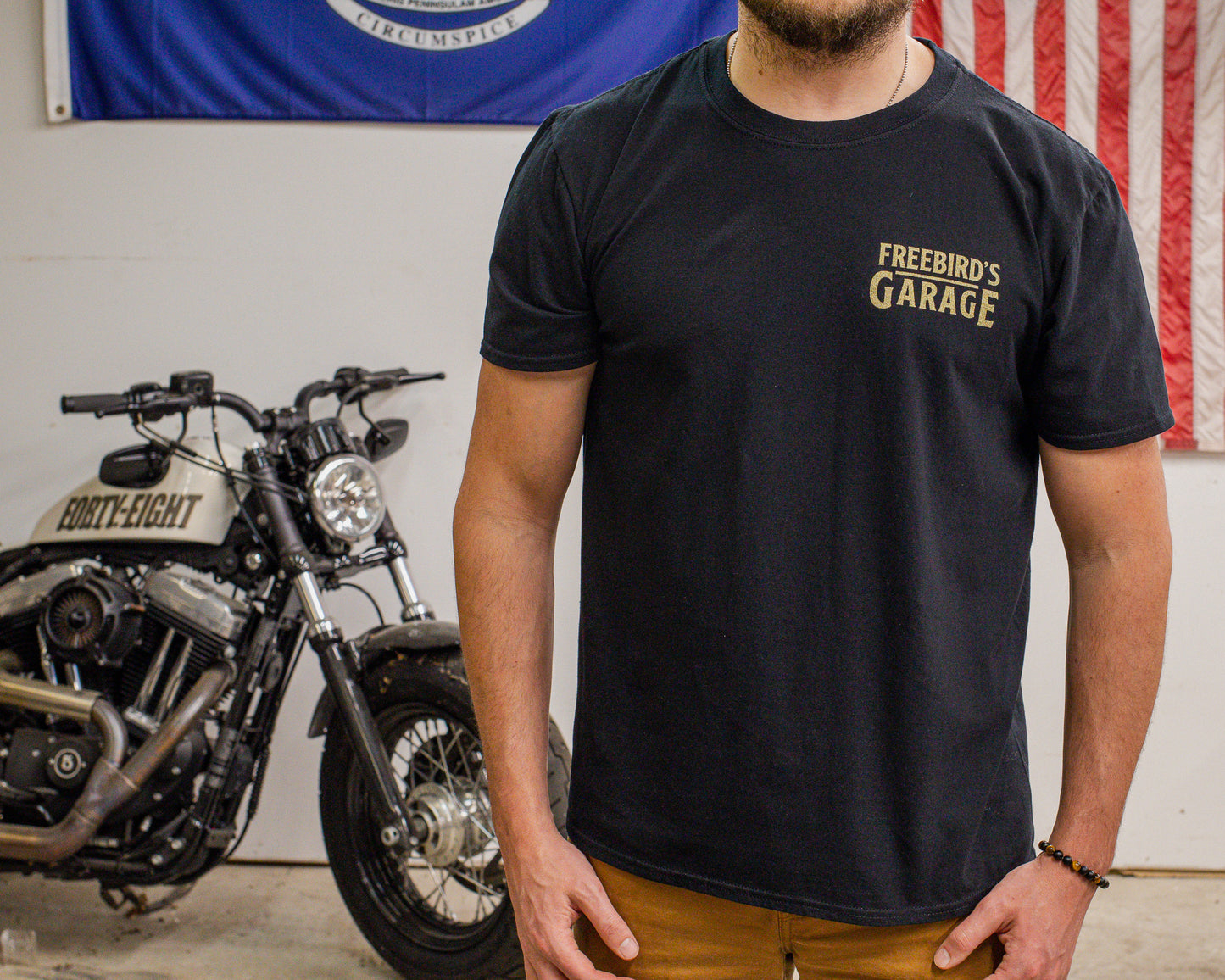 Freebird's Garage Gold Logo Tee